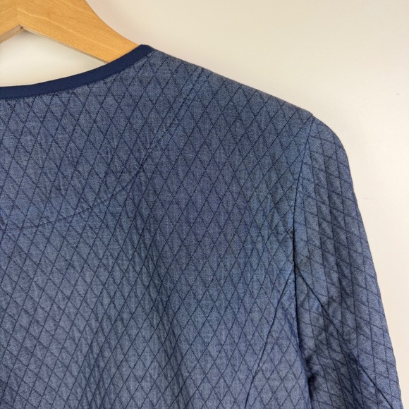 Isaac Mizrahi Live Quilted Snap Front Jacket Medium Blue Comfy Fall Layering - Picture 4 of 10